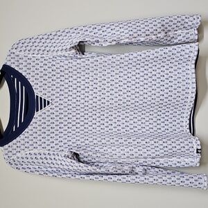 Tommy Bahama Reversible Tee, Navy White Stripe & Pineapple, Size M, NEW